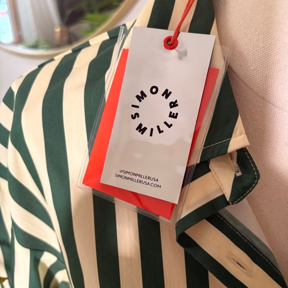 NWT Simon Miller Gummy Green Loch Striped Long Sleeve Button Up - Picture 5 of 8